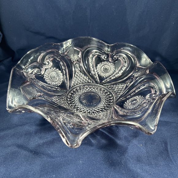 Other - Vintage EAPG Imperial Heart Ruffled Bowl Purple Ornate Elegant Cut Glass Decor